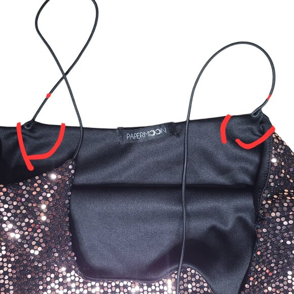 Paper Moon Bronze Sequin Cocktail Party Bodycon Mini Dress Size Small - Picture 7 of 7